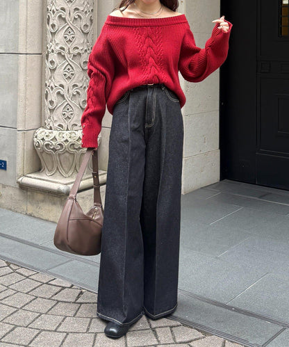 船領麻花針織衫