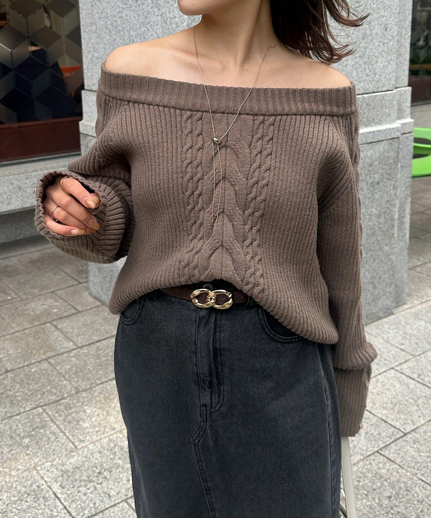 船領麻花針織衫