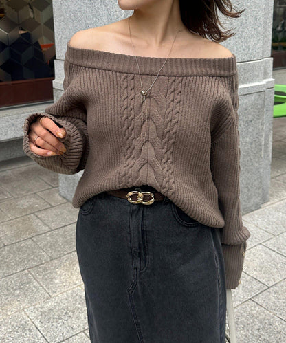 船領麻花針織衫