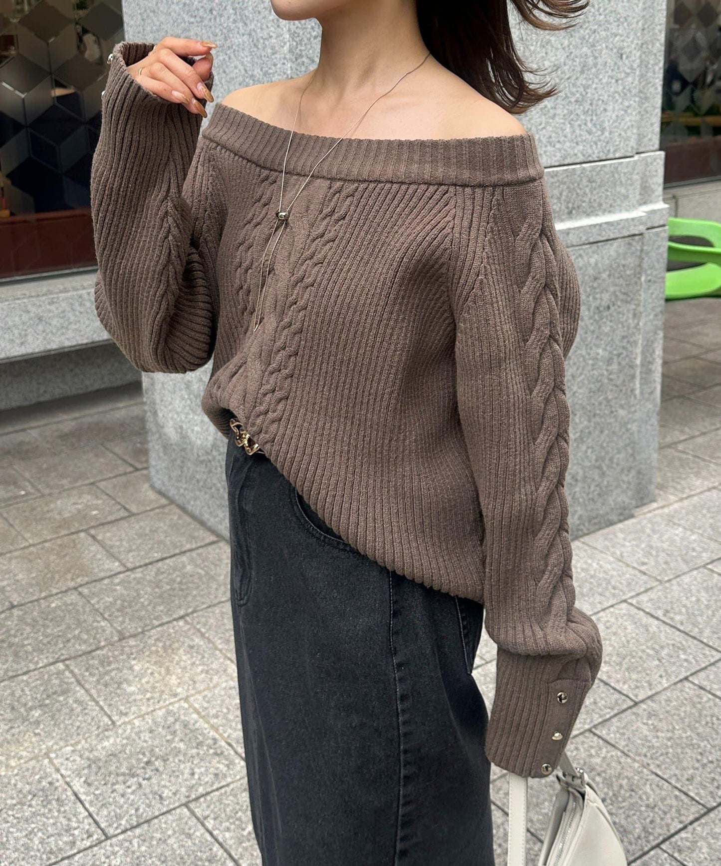 船領麻花針織衫