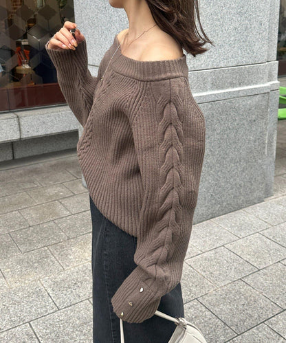 船領麻花針織衫