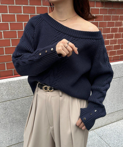 船領麻花針織衫