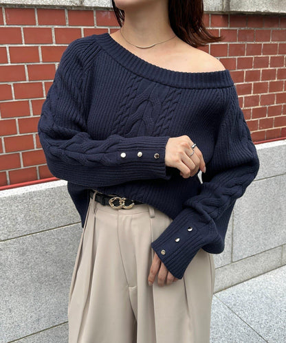 船領麻花針織衫