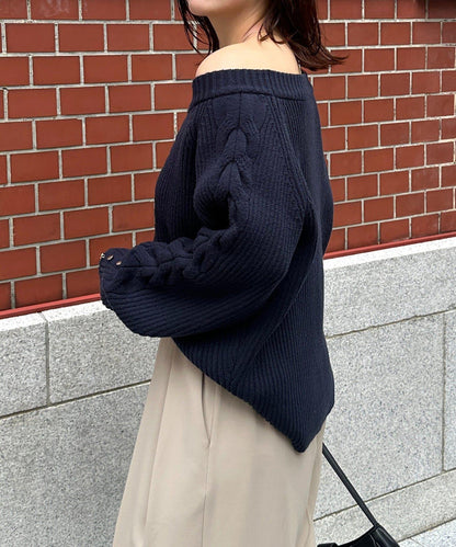 船領麻花針織衫