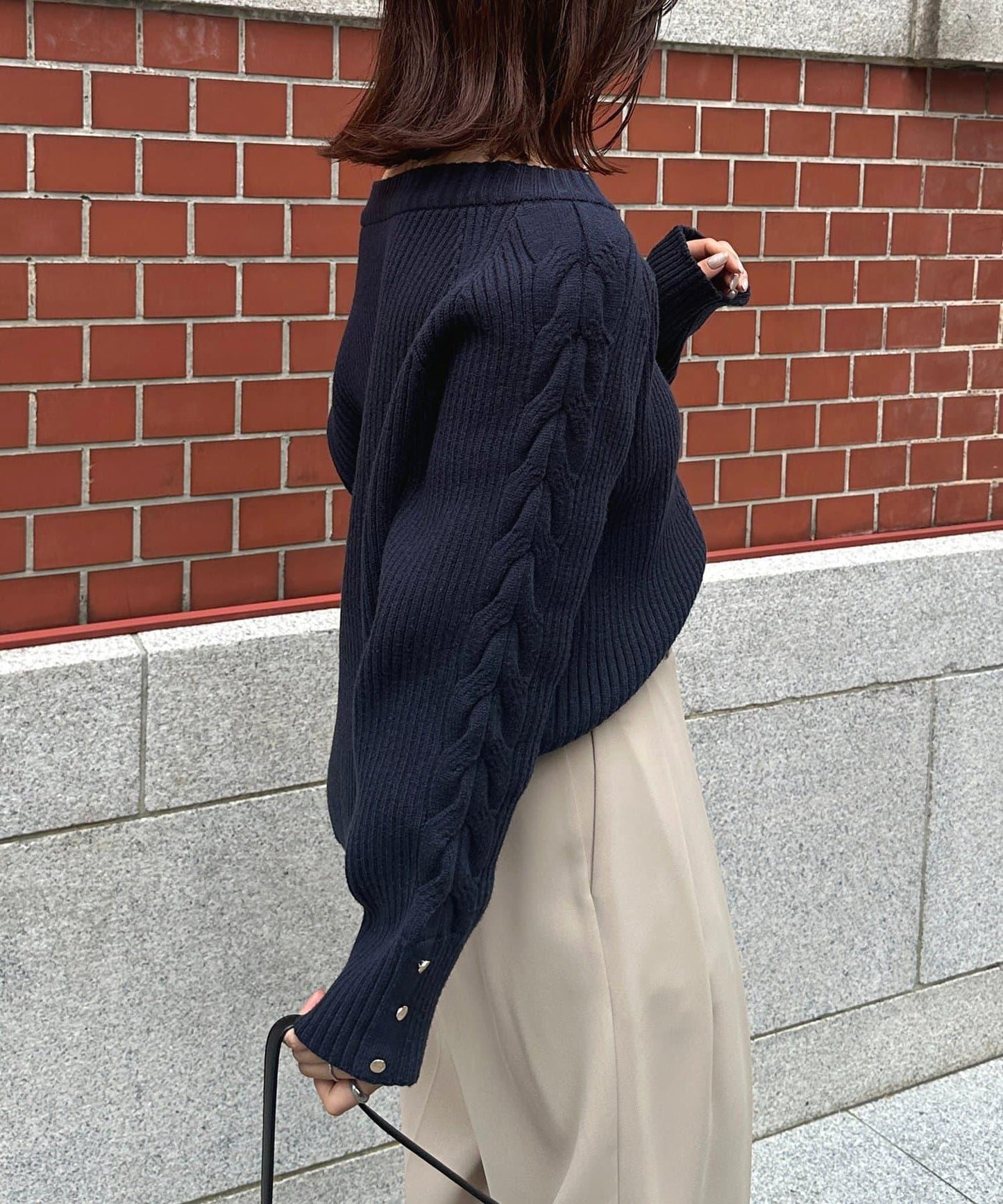 船領麻花針織衫