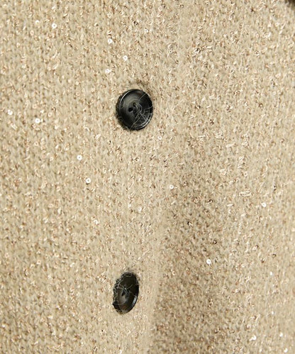 亮片拼接翻領開衫