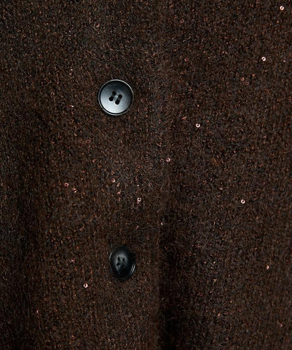 亮片拼接翻領開衫