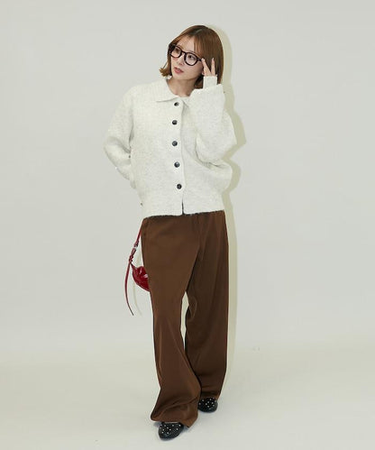 亮片拼接翻領開衫