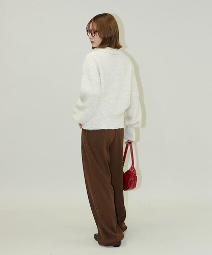 亮片拼接翻領開衫