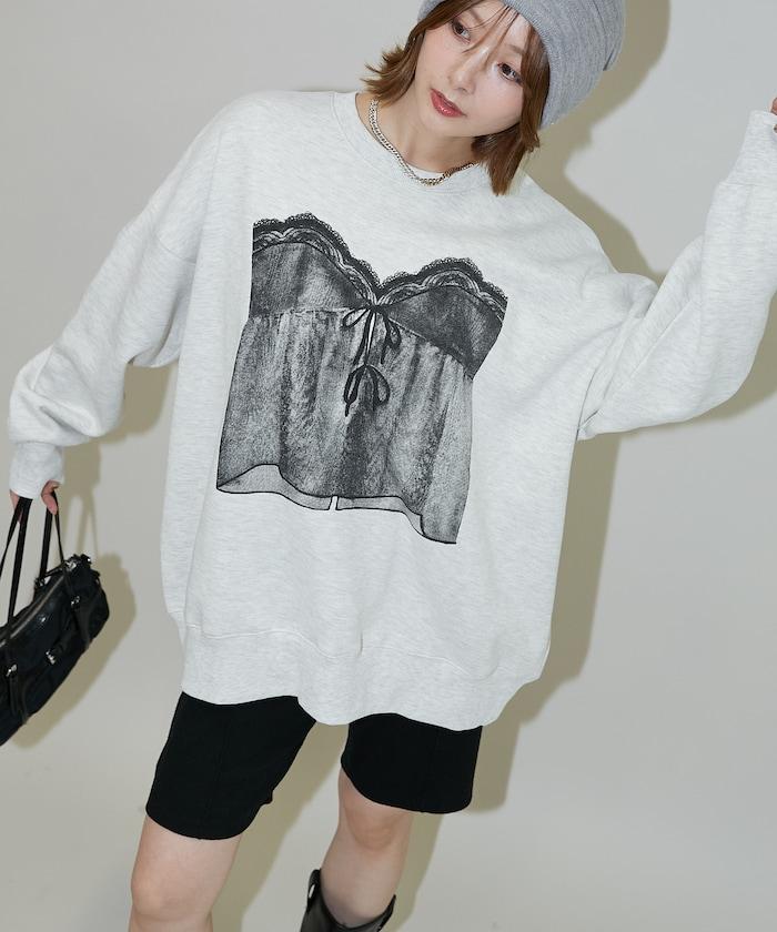 蕾絲吊帶印花衛衣