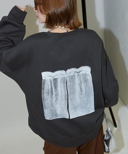 蕾絲吊帶印花衛衣