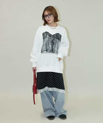 蕾絲吊帶印花衛衣