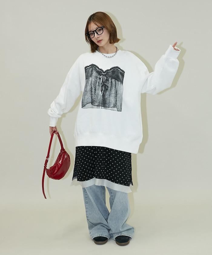 蕾絲吊帶印花衛衣