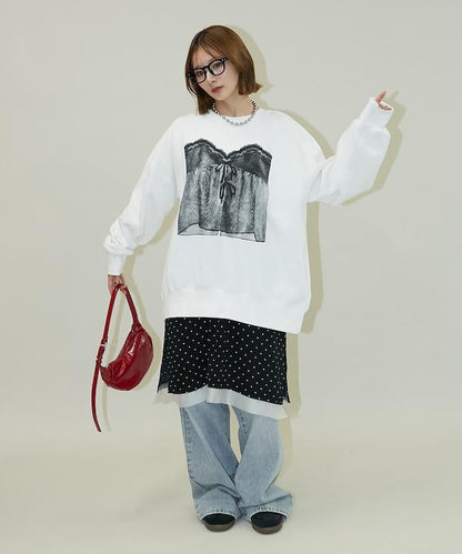 蕾絲吊帶印花衛衣