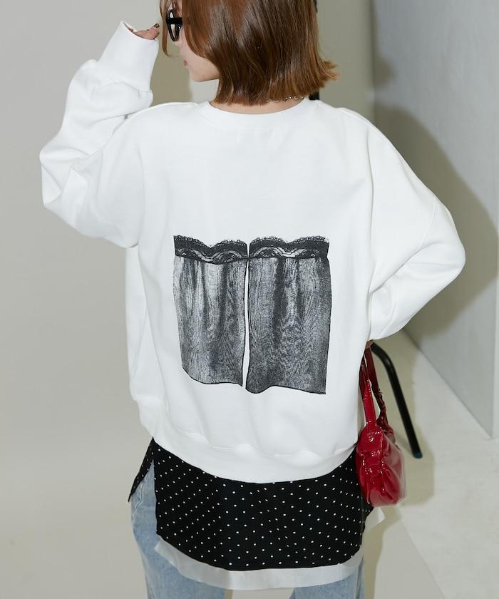 蕾絲吊帶印花衛衣