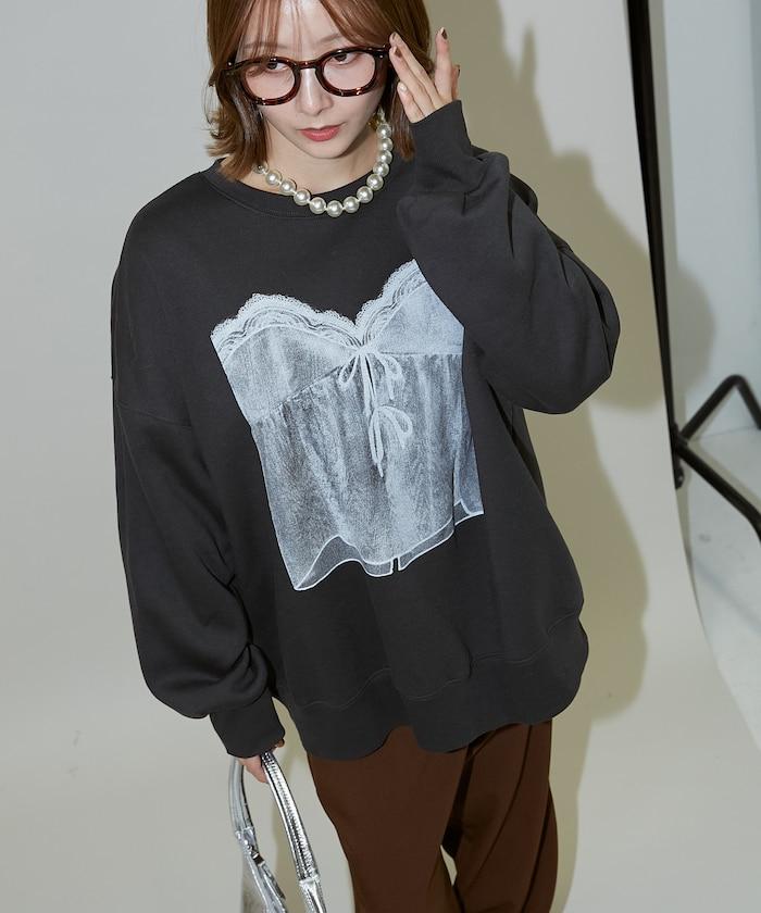 蕾絲吊帶印花衛衣