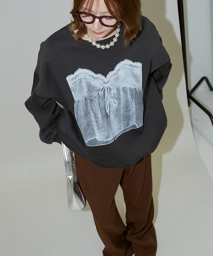 蕾絲吊帶印花衛衣