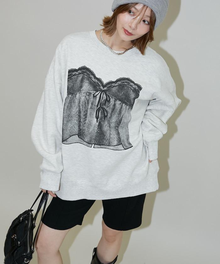 蕾絲吊帶印花衛衣