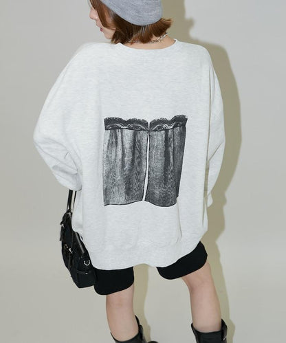 蕾絲吊帶印花衛衣