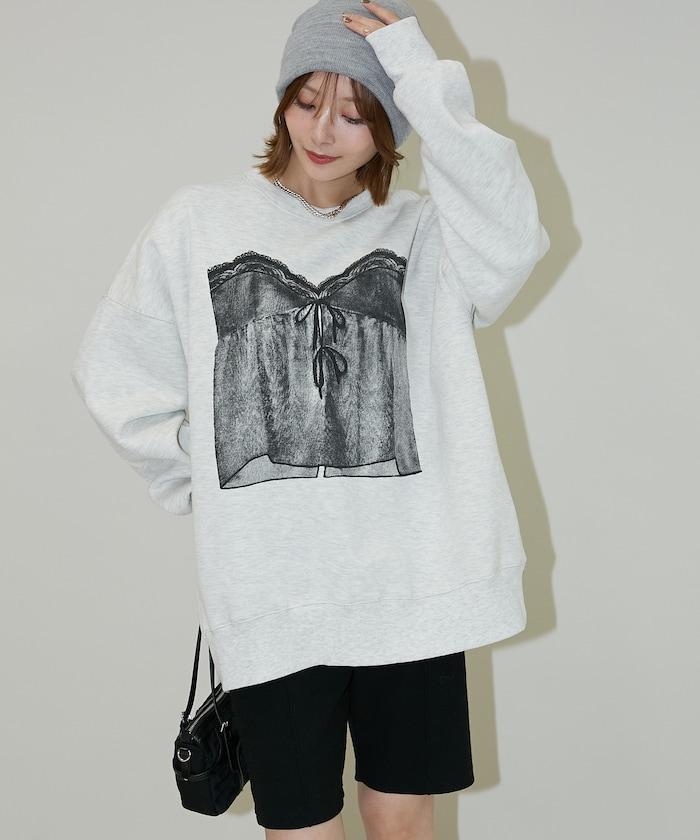 蕾絲吊帶印花衛衣