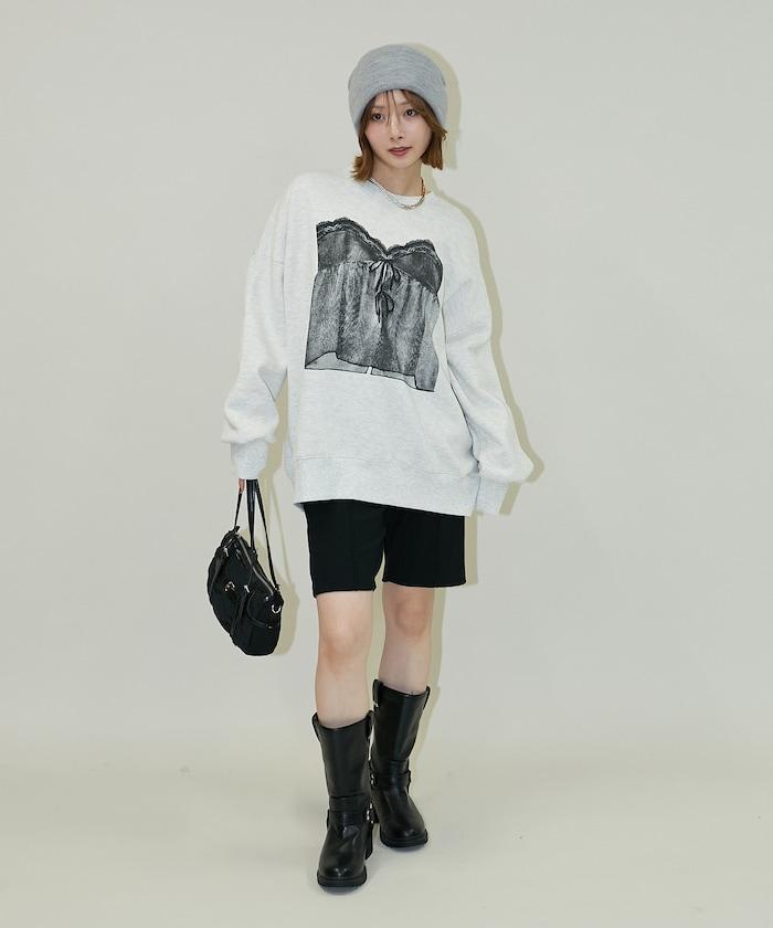 蕾絲吊帶印花衛衣