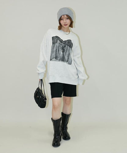 蕾絲吊帶印花衛衣