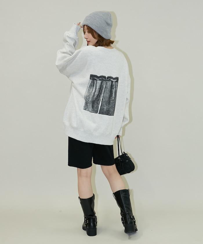 蕾絲吊帶印花衛衣