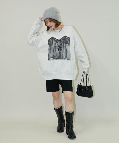 蕾絲吊帶印花衛衣