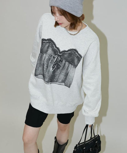 蕾絲吊帶印花衛衣