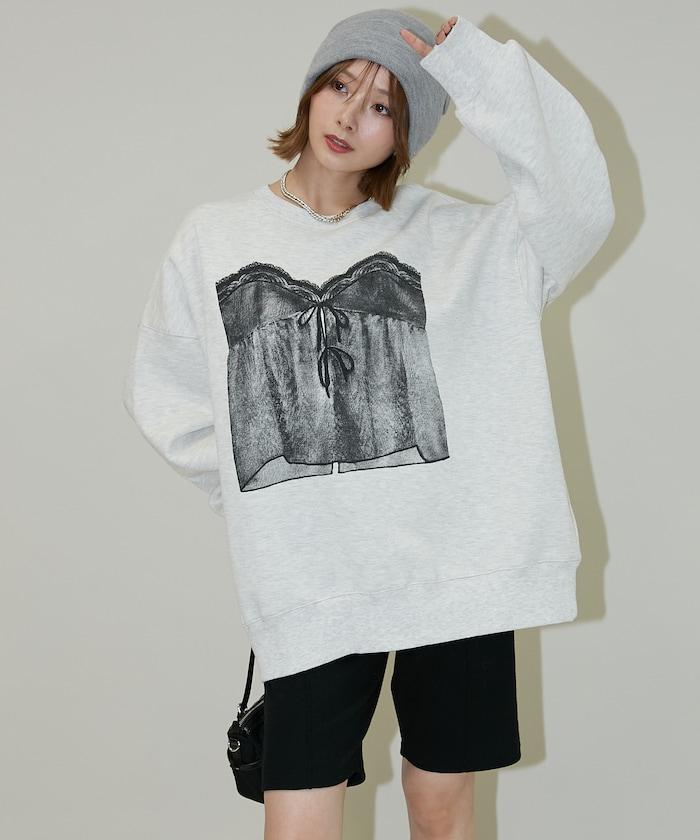 蕾絲吊帶印花衛衣