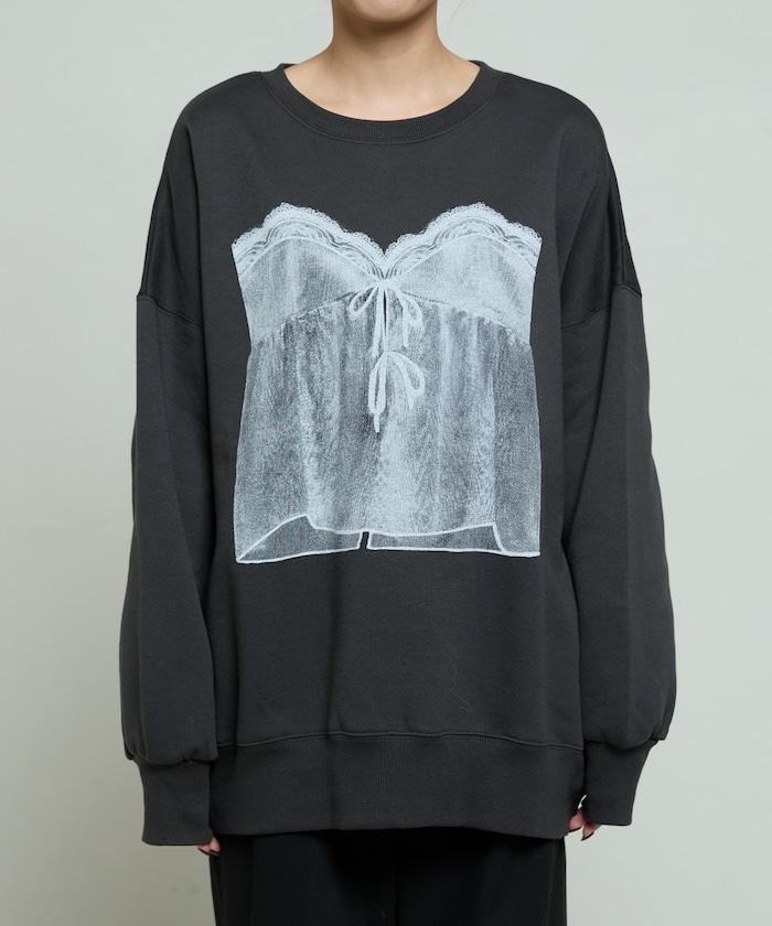 蕾絲吊帶印花衛衣