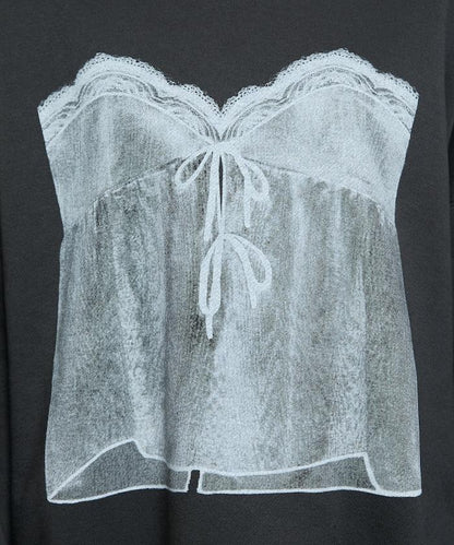 蕾絲吊帶印花衛衣