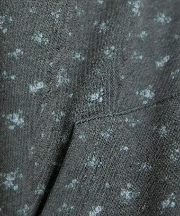 小花圖案短款連帽衛衣