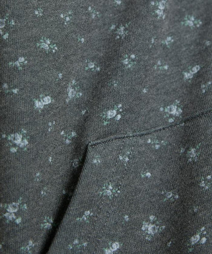 小花圖案短款連帽衛衣