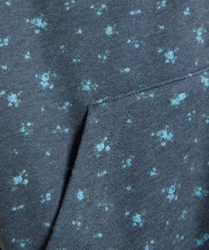 小花圖案短款連帽衛衣