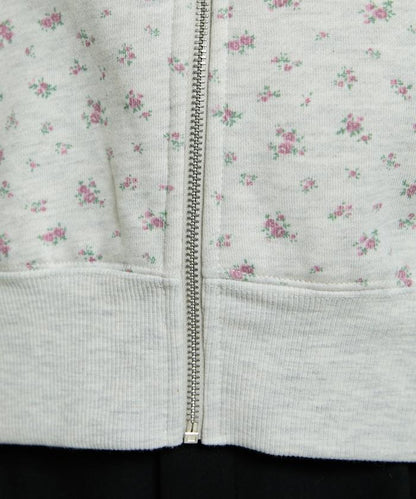 小花圖案短款連帽衛衣