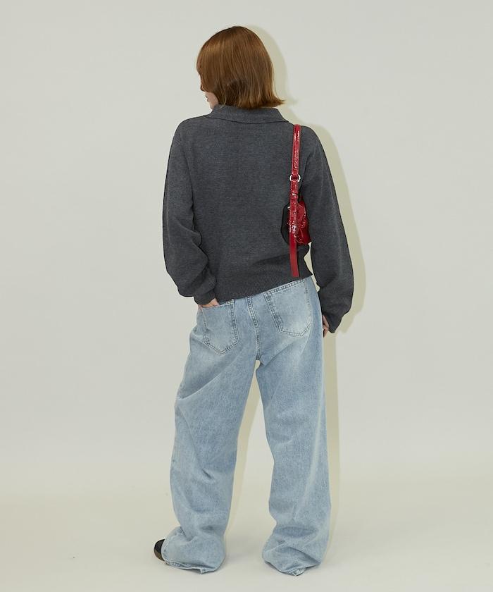 花卉圖案裝飾針織POLO衫