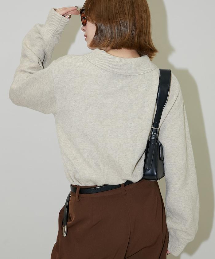 花卉圖案裝飾針織POLO衫