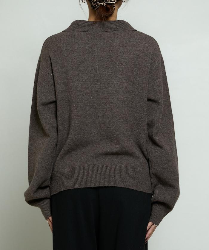 花卉圖案裝飾針織POLO衫