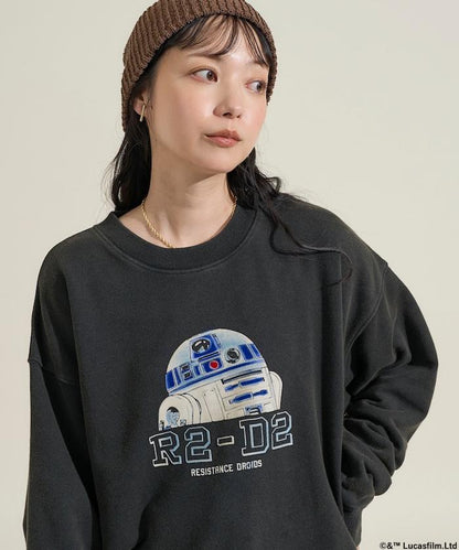 STARWARS/《星球大戰》 復古風格 R2-D2 圓領衛衣/植絨印花 寬鬆版型