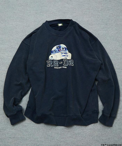 STARWARS/《星球大戰》 復古風格 R2-D2 圓領衛衣/植絨印花 寬鬆版型