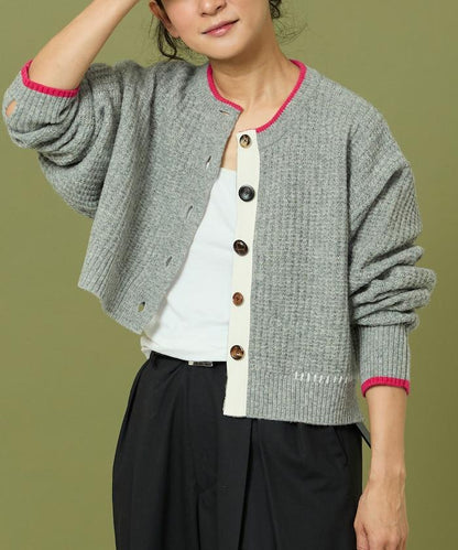 短款拼色針織開衫