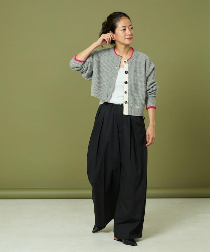 短款拼色針織開衫