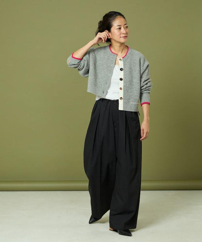 短款拼色針織開衫