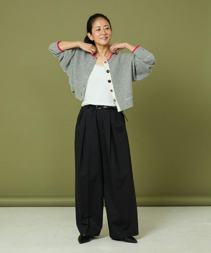 短款拼色針織開衫