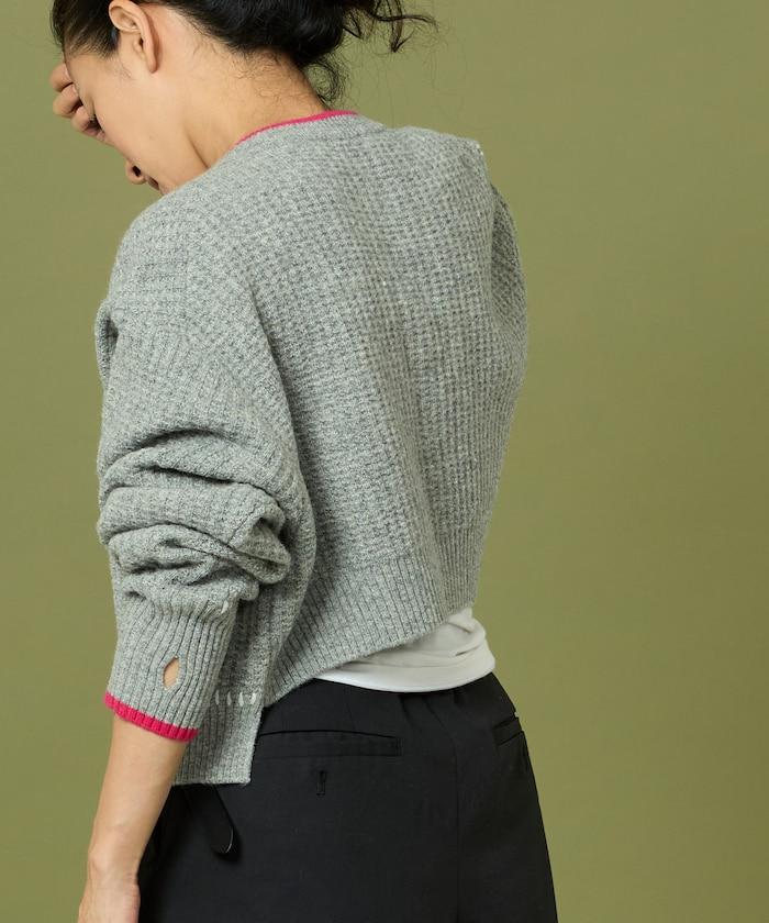 短款拼色針織開衫