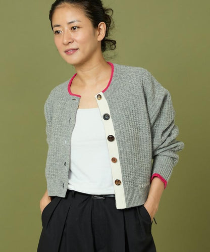 短款拼色針織開衫