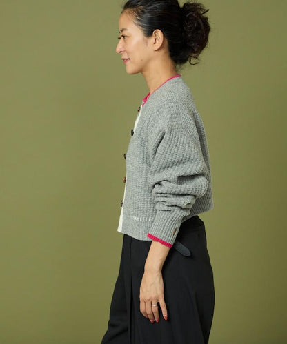 短款拼色針織開衫