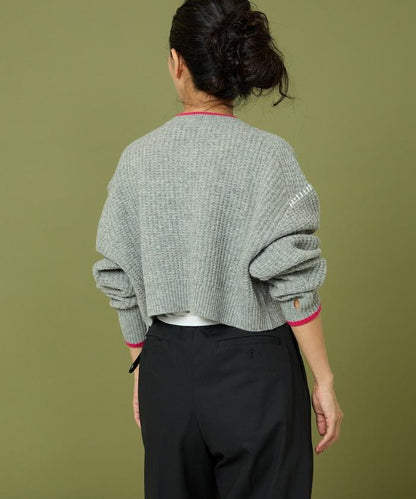 短款拼色針織開衫