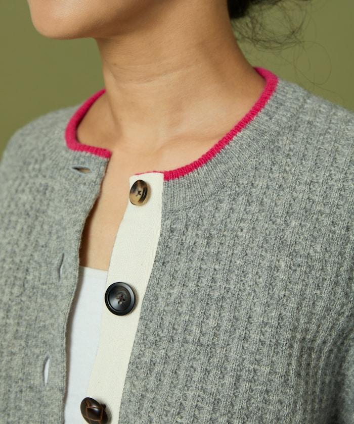 短款拼色針織開衫